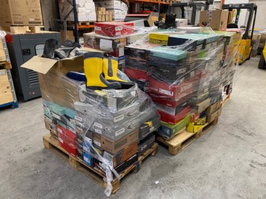 Stort parti Sko, sikkerhedssko og sikkerhedsstøvler / ca. 350 par / 5 paller