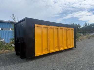  Container på lastväxlarram   Öppningsbar sida