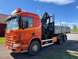 Lastväxlare Scania P114 med kranflak Palfinger PK 13500 
