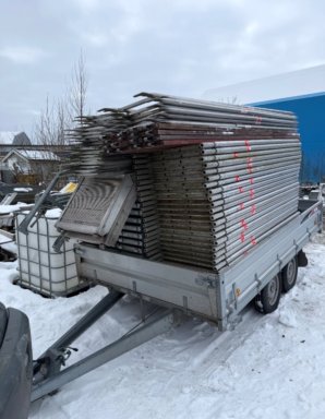 Ställningstrailer med komplett ställning,  ställning.se 182 m2, Besiktigad. 