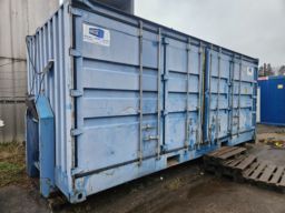 Open Side Container 20fot på växlarram med våg