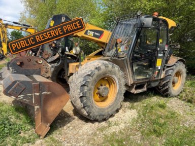 Caterpillar TH407C teleskoplæsser med skovl og pallegafler / telehandler
